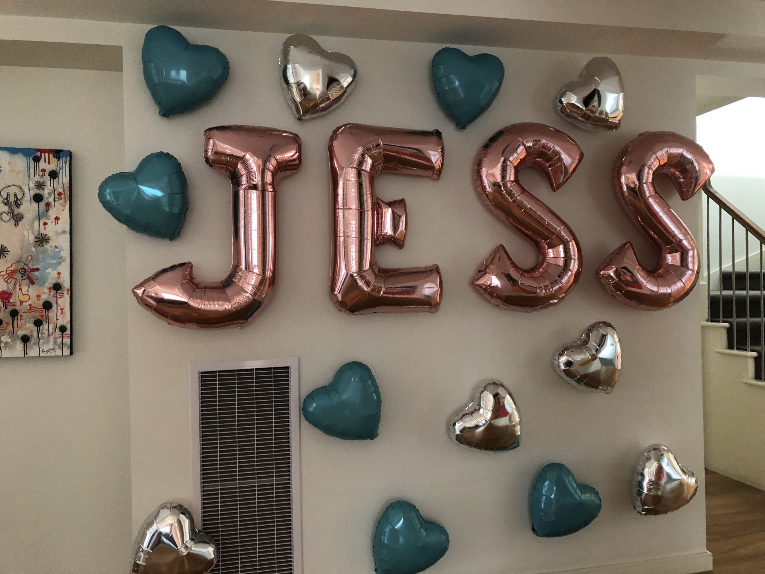 Jess' megaloon and heart wall