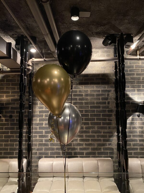 Bunch of three helium filled 30cm latex balloons