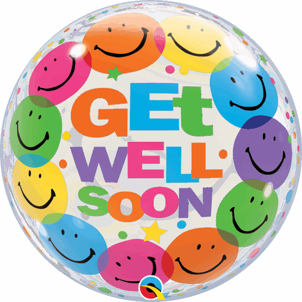 Get well soon smile face bubble