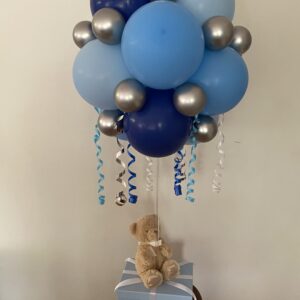 Teddy on a box baby arrangement